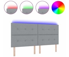 LED galvūgalis su LED juostelėmis Šviesiai pilka 200 cm audinys