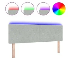 LED galvūgalis su LED juostelėmis Šviesiai pilka 160 cm Aksomas