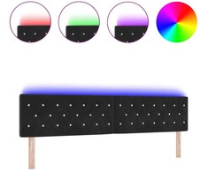 LED galvūgalis su LED juostelėmis Juodas 200 cm Aksomas