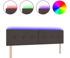 LED galvūgalis su LED juostelėmis Tamsiai rudas 180 cm audinys