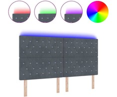 LED galvūgalis su LED juostelėmis Tamsiai pilka 180 cm Aksomas