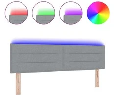 LED galvūgalis su LED juostelėmis Šviesiai pilka 144 cm audinys