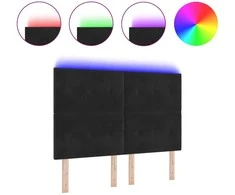LED galvūgalis su LED juostelėmis Juodas 160 cm Aksomas