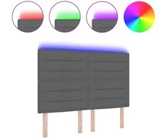 LED galvūgalis su LED juostelėmis Tamsiai pilka 144 cm audinys