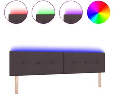 LED galvūgalis su LED juostelėmis Tamsiai rudas 200 cm audinys