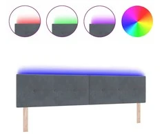 LED galvūgalis su LED juostelėmis Pilka 200 cm Aksomas