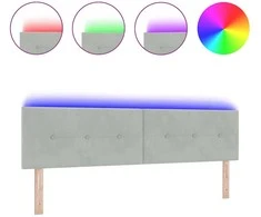 LED galvūgalis su LED juostelėmis Šviesiai pilka 180 cm Aksomas