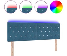 LED galvūgalis su LED juostelėmis Tamsiai mėlyna 160 cm Aksomas