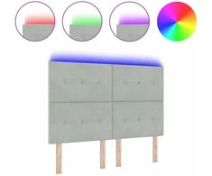 LED galvūgalis su LED juostelėmis Šviesiai pilka 144 cm Aksomas