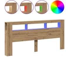 LED galvūgalis, ąžuolo spalvos, 220x18,5x103,5 cm, inžinerinė mediena
