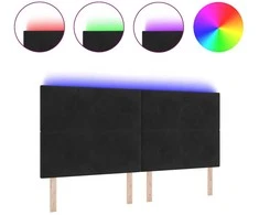 LED galvūgalis su LED juostelėmis Juodas 200 cm Aksomas