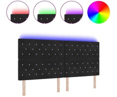 LED galvūgalis su LED juostelėmis Juodas 200 cm Aksomas