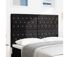 LED galvūgalis su LED juostelėmis Juodas 160 cm Aksomas