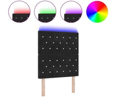 LED galvūgalis su LED juostelėmis Juodas 80 cm Aksomas