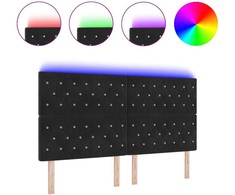 LED galvūgalis su LED juostelėmis Juodas 180 cm Aksomas