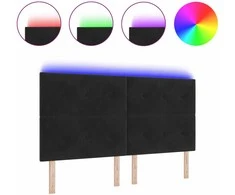 LED galvūgalis su LED juostelėmis Juodas 180 cm Aksomas