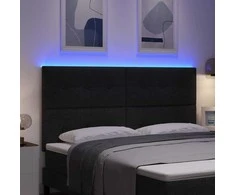LED galvūgalis su LED juostelėmis Juodas 180 cm audinys