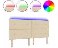 LED galvūgalis su LED juostelėmis Kreminė 200 cm audinys
