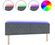 LED galvūgalis su LED juostelėmis Tamsiai pilka 180 cm Aksomas