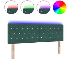 LED galvūgalis su LED juostelėmis Tamsiai žalia 160 cm Aksomas