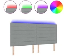 LED galvūgalis su LED juostelėmis Šviesiai pilka 200 cm audinys