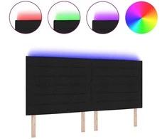 LED galvūgalis su LED juostelėmis Juodas 200 cm audinys