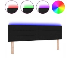 LED galvūgalis su LED juostelėmis Juodas 144 cm audinys