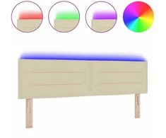 LED galvūgalis su LED juostelėmis Kreminė 144 cm audinys