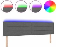 LED galvūgalis su LED juostelėmis Tamsiai pilka 180 cm audinys