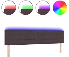 LED galvūgalis su LED juostelėmis Tamsiai rudas 200 cm audinys