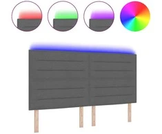 LED galvūgalis su LED juostelėmis Tamsiai pilka 180 cm audinys