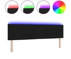 LED galvūgalis su LED juostelėmis Juodas 180 cm audinys