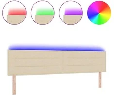 LED galvūgalis su LED juostelėmis Kreminė 200 cm audinys