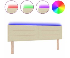LED galvūgalis su LED juostelėmis Kreminė 160 cm audinys