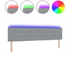 LED galvūgalis su LED juostelėmis Šviesiai pilka 200 cm audinys