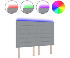 LED galvūgalis su LED juostelėmis Šviesiai pilka 160 cm audinys