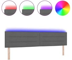 LED galvūgalis su LED juostelėmis Tamsiai pilka 200 cm audinys