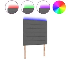 LED galvūgalis su LED juostelėmis Tamsiai pilka 90 cm audinys