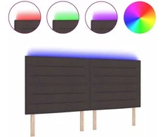 LED galvūgalis su LED juostelėmis Tamsiai rudas 200 cm audinys