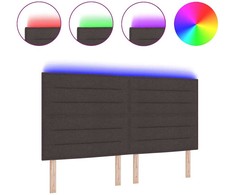 LED galvūgalis su LED juostelėmis Tamsiai rudas 180 cm audinys