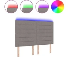 LED galvūgalis su LED juostelėmis Taupe 144 cm audinys