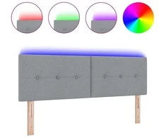 LED galvūgalis su LED juostelėmis Šviesiai pilka 160 cm audinys