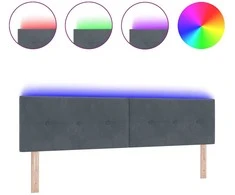 LED galvūgalis su LED juostelėmis Pilka 180 cm Aksomas