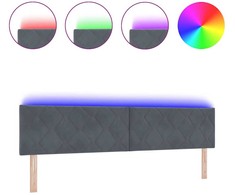 LED galvūgalis Tamsiai pilka 200 cm Aksomas