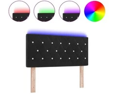 LED galvūgalis su LED juostelėmis Juodas 90 cm Aksomas