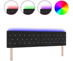 LED galvūgalis su LED juostelėmis Juodas 180 cm Aksomas
