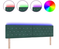 LED galvūgalis su LED juostelėmis Tamsiai žalia 180 cm Aksomas