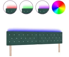 LED galvūgalis su LED juostelėmis Tamsiai žalia 200 cm Aksomas