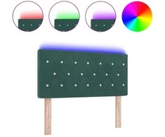 LED galvūgalis su LED juostelėmis Tamsiai žalia 90 cm Aksomas