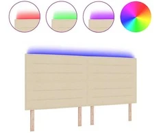 LED galvūgalis su LED juostelėmis Kreminė 200 cm audinys